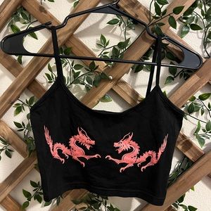 Xs dragon cropped tank top only worn once (: